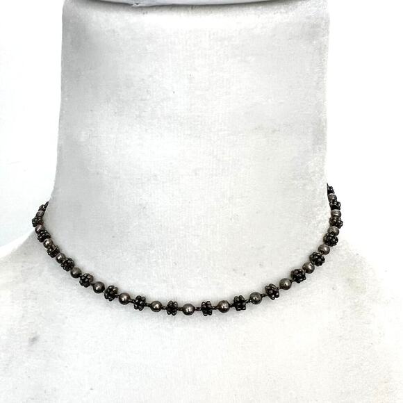 Vintage Silver Tone Signed Napier Adjustable Beaded Choker Necklace - Picture 1 of 4